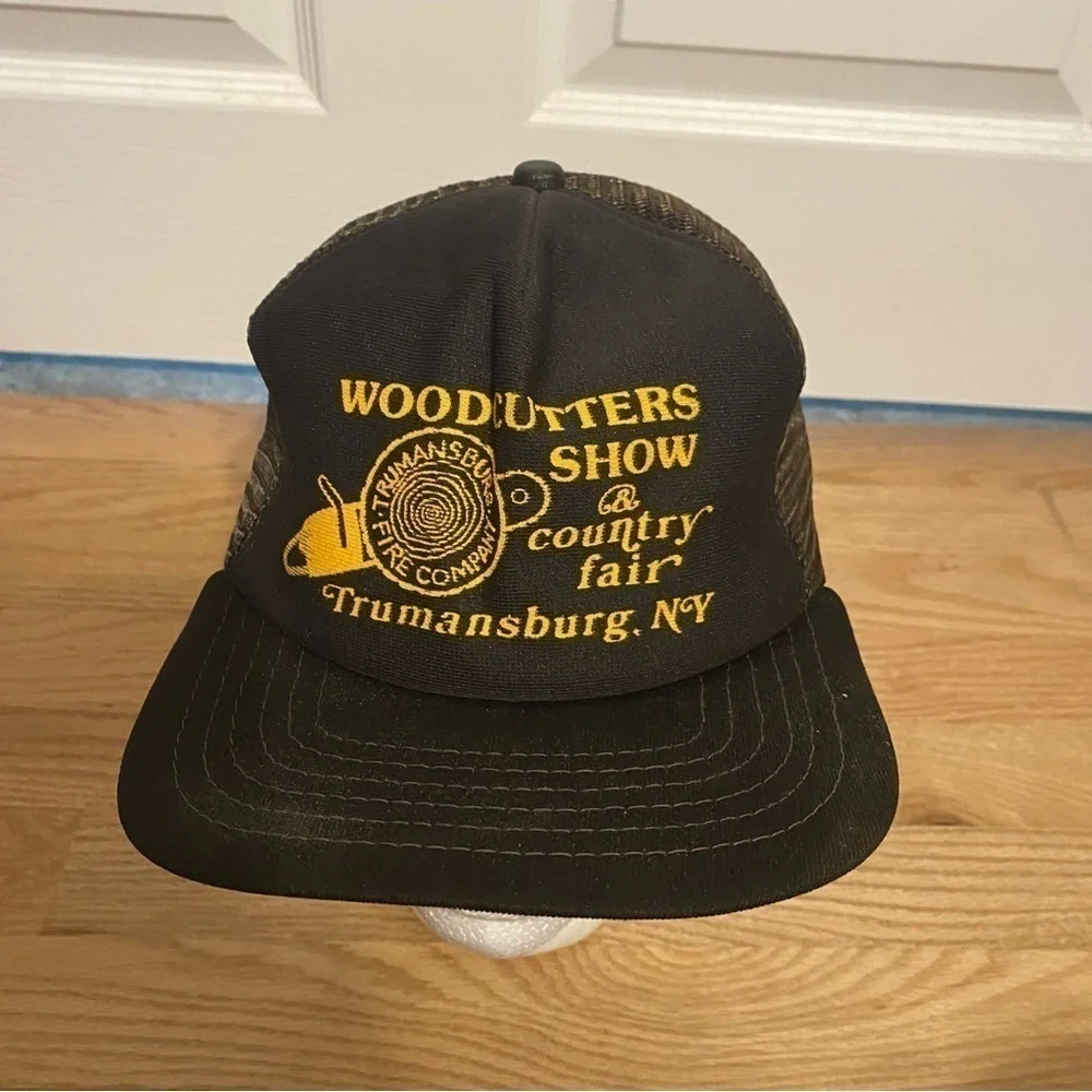 Vintage Woodcutter’s Show & Country Fair Trucker Snap Back Mesh Hat Brown